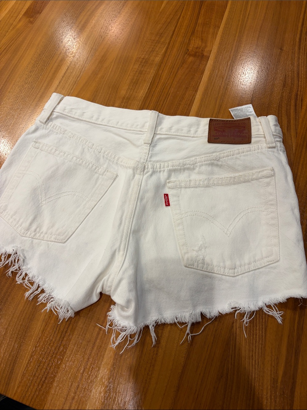 Levi's White Denim Frayed Hem Women's Shorts